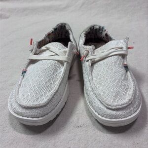 White Lace Slip-On Hey Dude Shoes